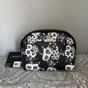 Joan & David Black and White Floral Cosmetic Bag